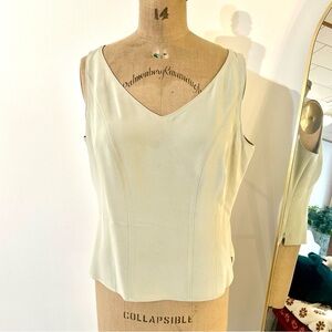 Talbots women’s Tan Cream 100% Silk Sleeveless Blouse Sz 14